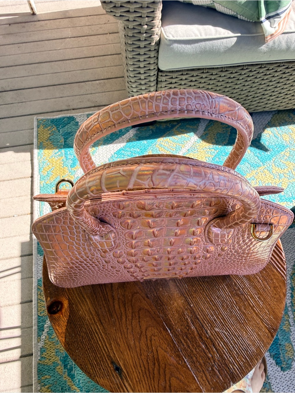 Brahmin Rose Gold Pink Croc-Embossed Satchel & Wallet Set - Picture 11 of 11